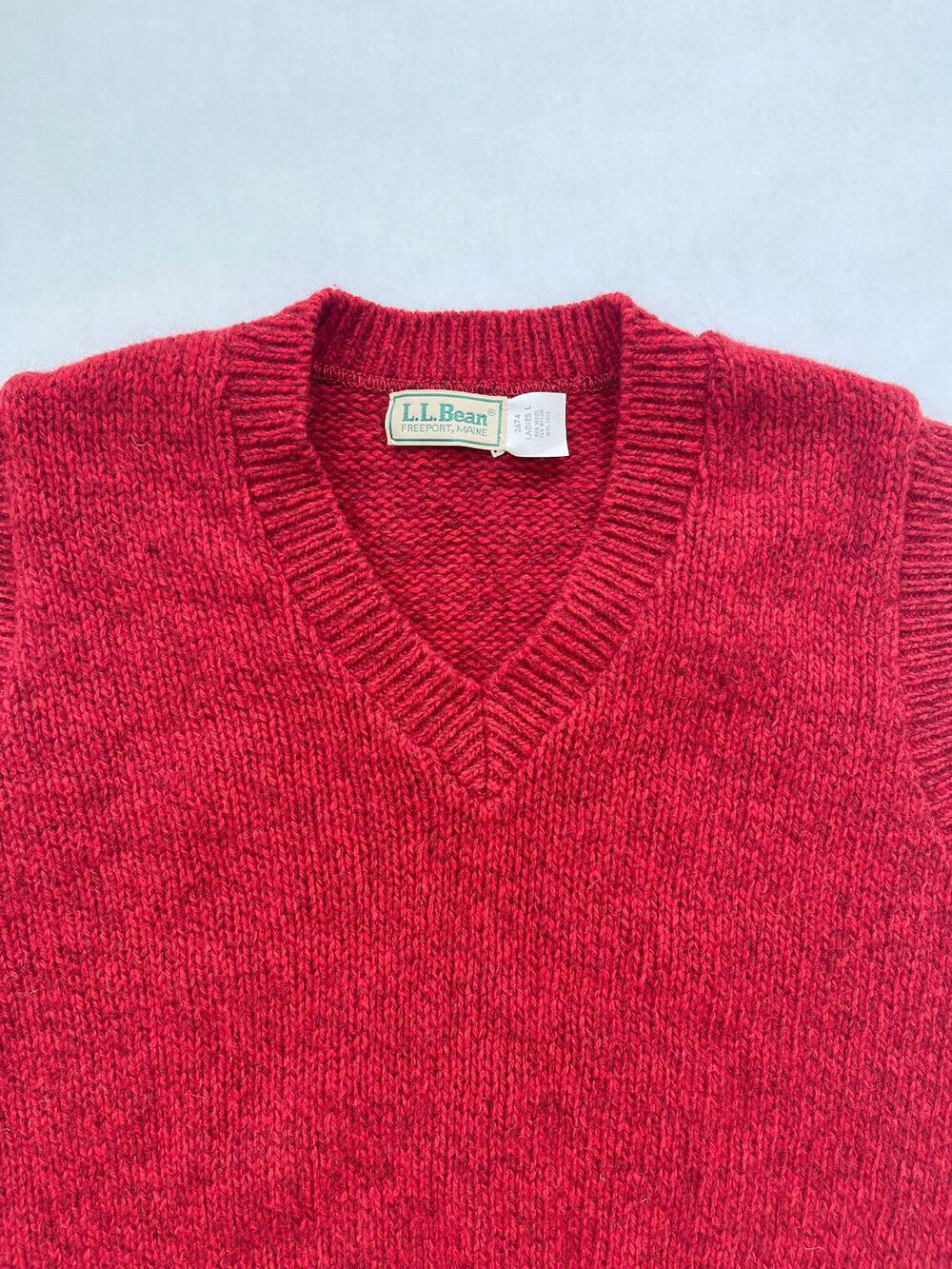 VTG LL Bean Vest Womens Large Red USA Made Women Wool Knit